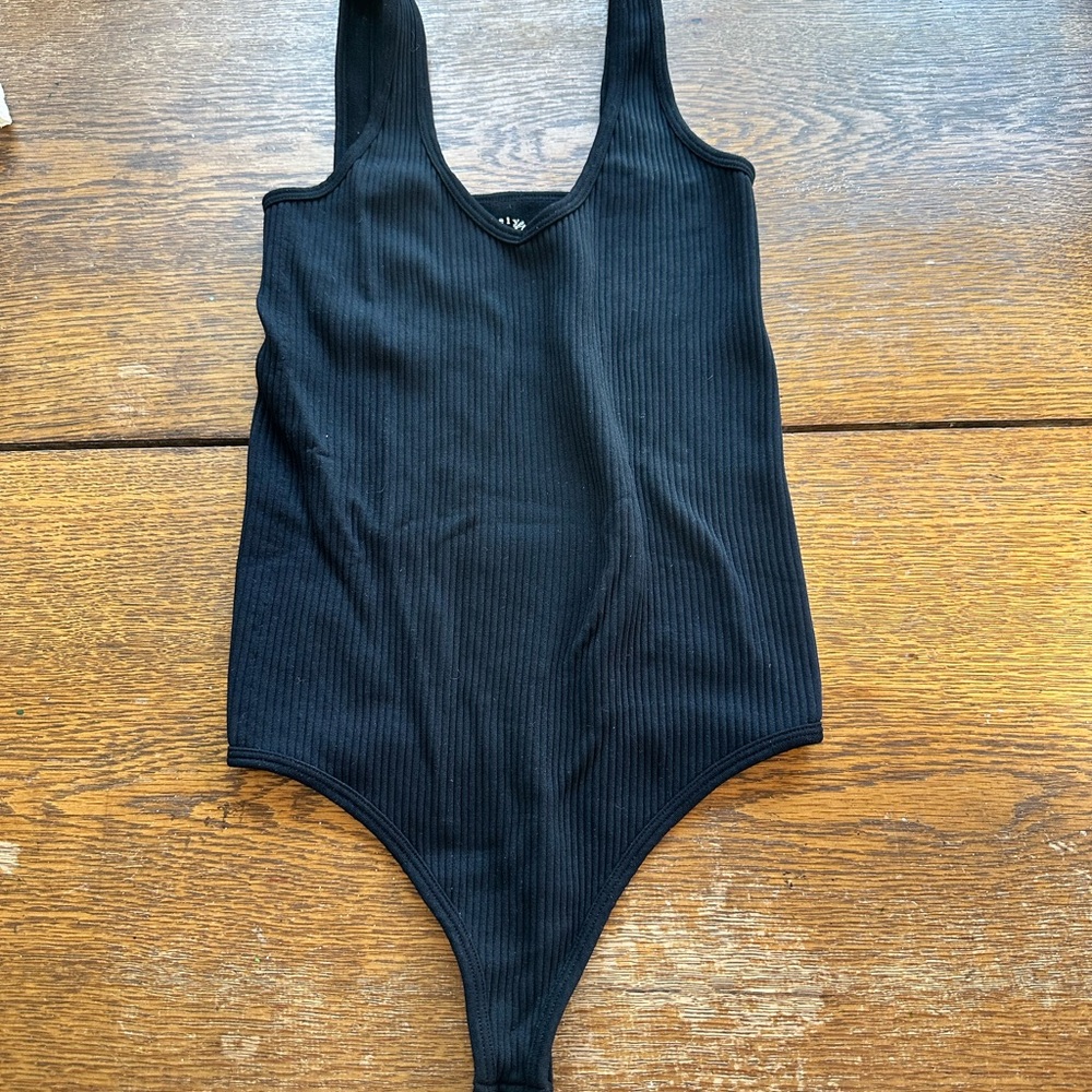 Free People Black Ribbed bodysuit
